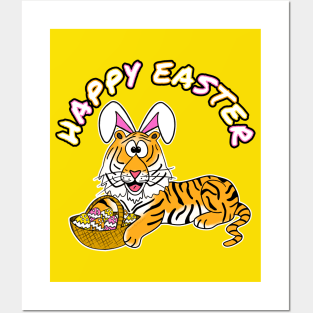 Easter Tiger Bunny Eggs Posters and Art